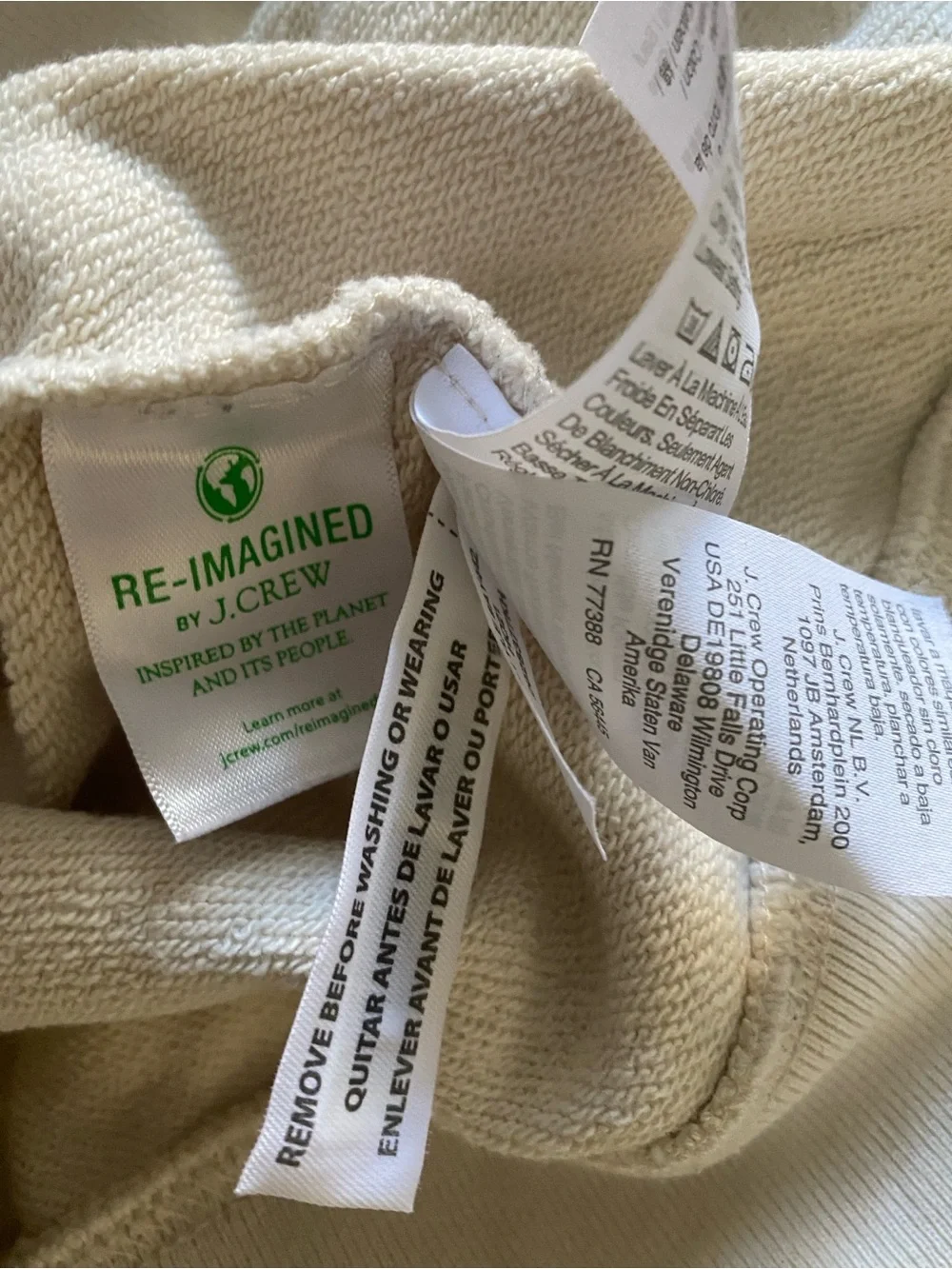 J. CREW Neutral Zip-Up Hooded Sweatshirt - Cream. Size XS